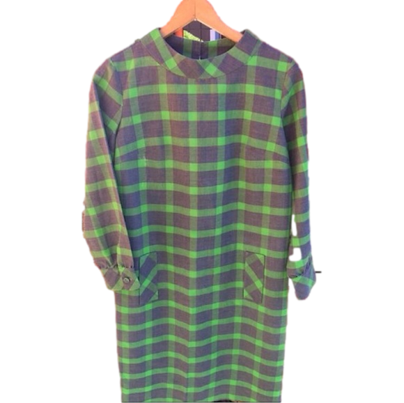 Dresses & Skirts - Vintage green plaid dress-B-20 L-40